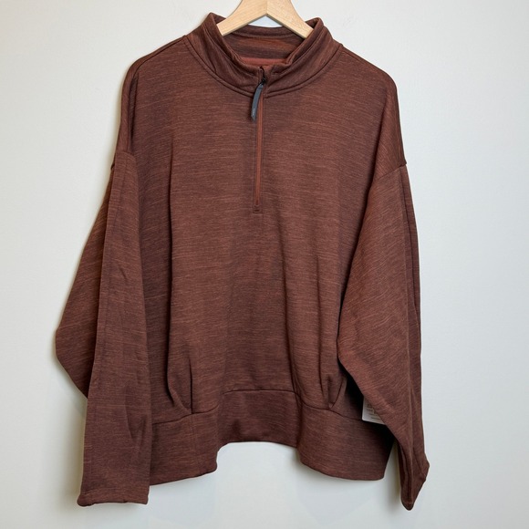 Athleta Tops - NWT Athleta Womens 3X Altitude Polartec Half Zip Sweatshirt Brown Plus Relaxed B